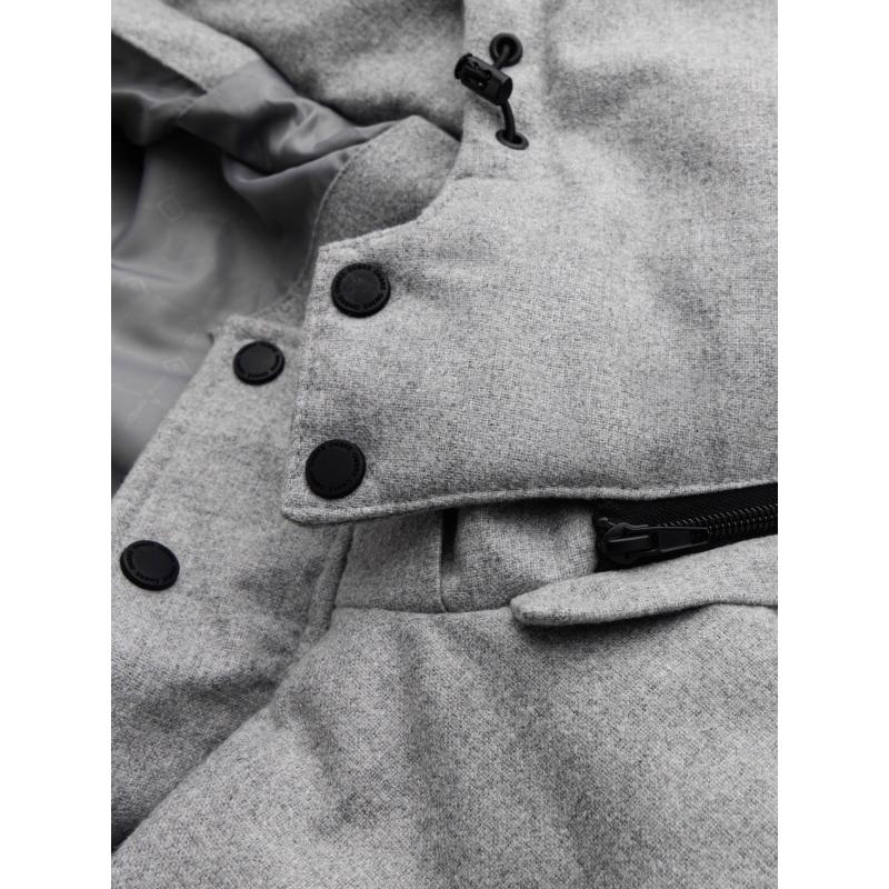 Férfi könnyű dzseki hálós béléssel és kapucnival - szürke V6