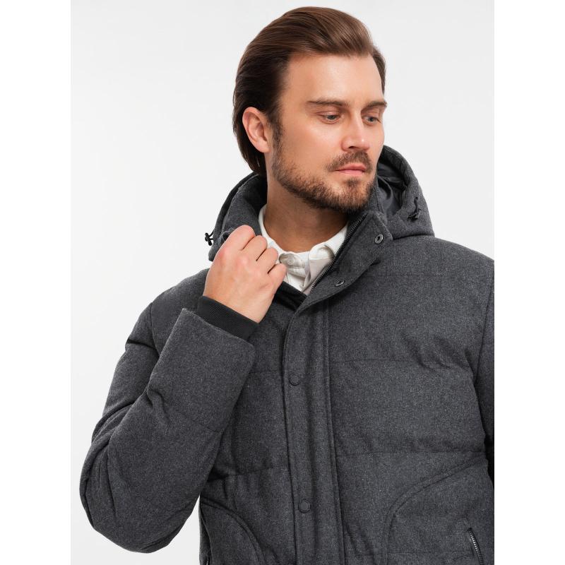 Férfi könnyű dzseki hálós béléssel és kapucnival - fekete V4