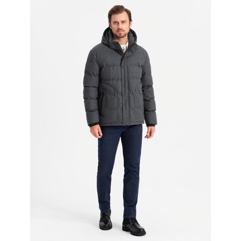 Férfi könnyű dzseki hálós béléssel és kapucnival - fekete V4