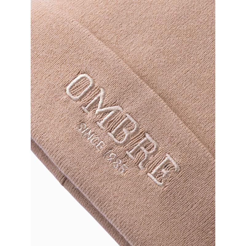 Férfi kötött sapka hímzett felirattal - homok V6