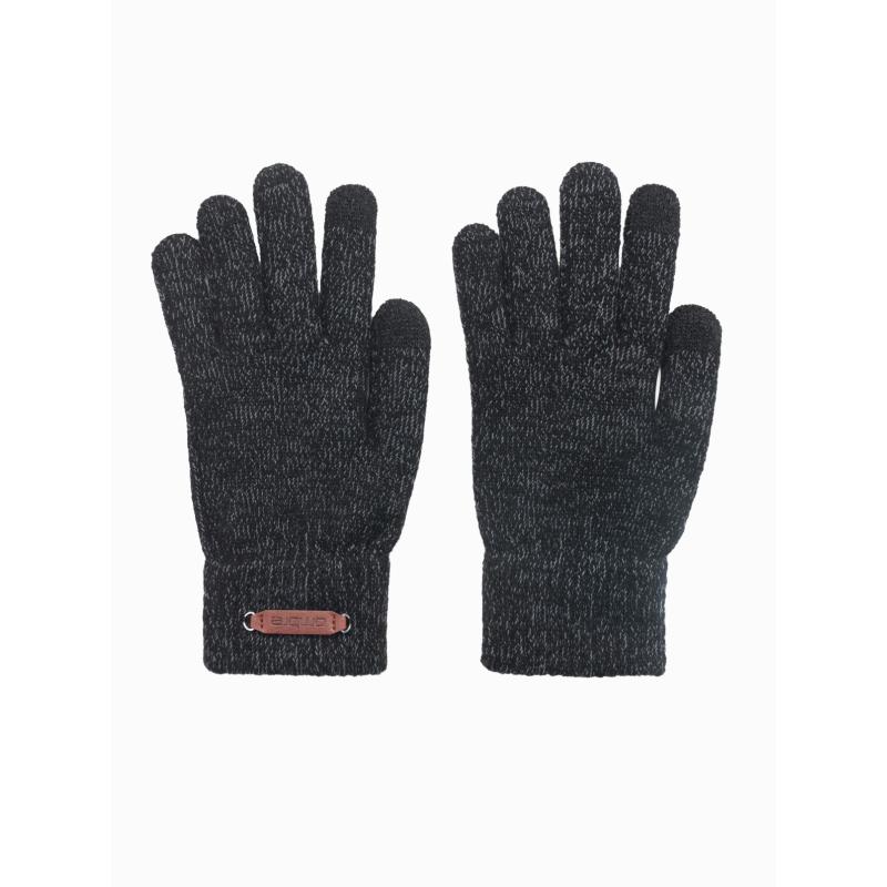 Pánské pletené rukavice s vlnou - černá melanž V1