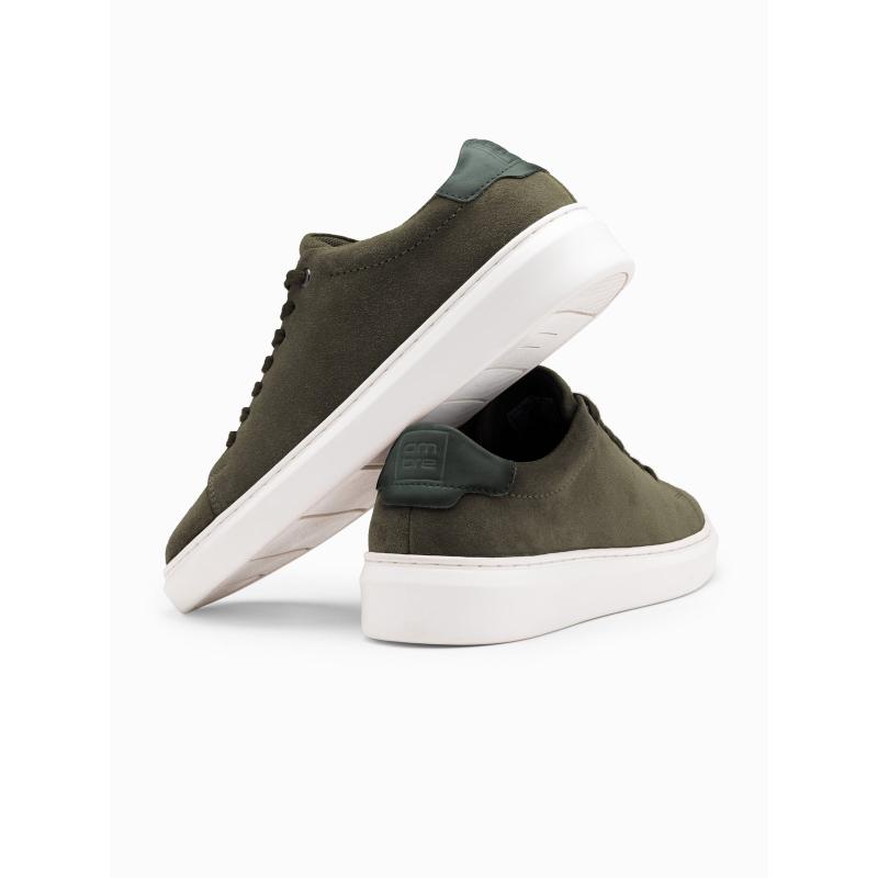 Pánské klasické měkké semišové tenisky – tmavě olivové V3 OM-FOCS-0163