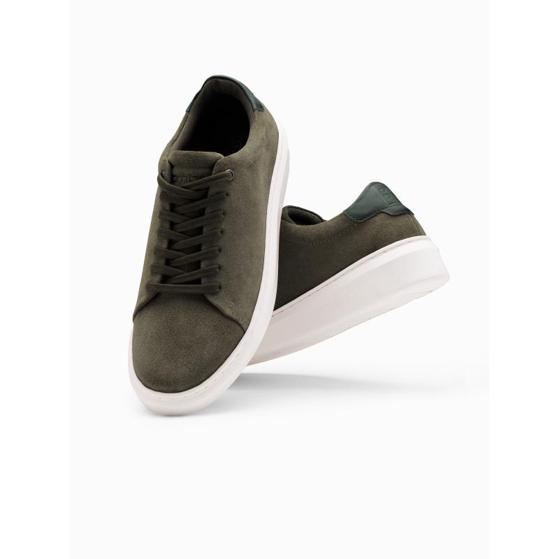 Pánské klasické měkké semišové tenisky – tmavě olivové V3 OM-FOCS-0163