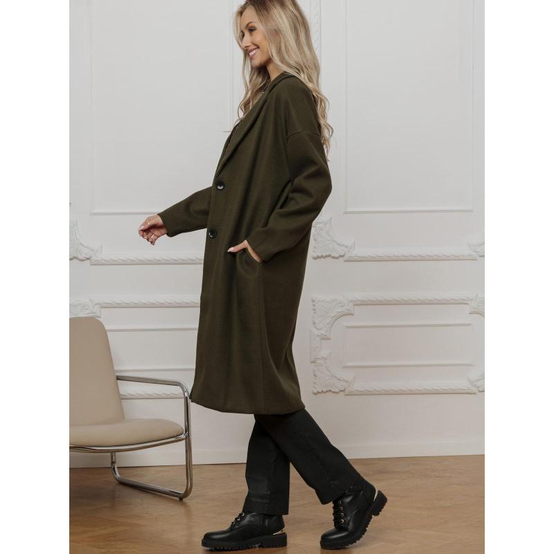 Dámský kabát CLR036 - tmavě zelený