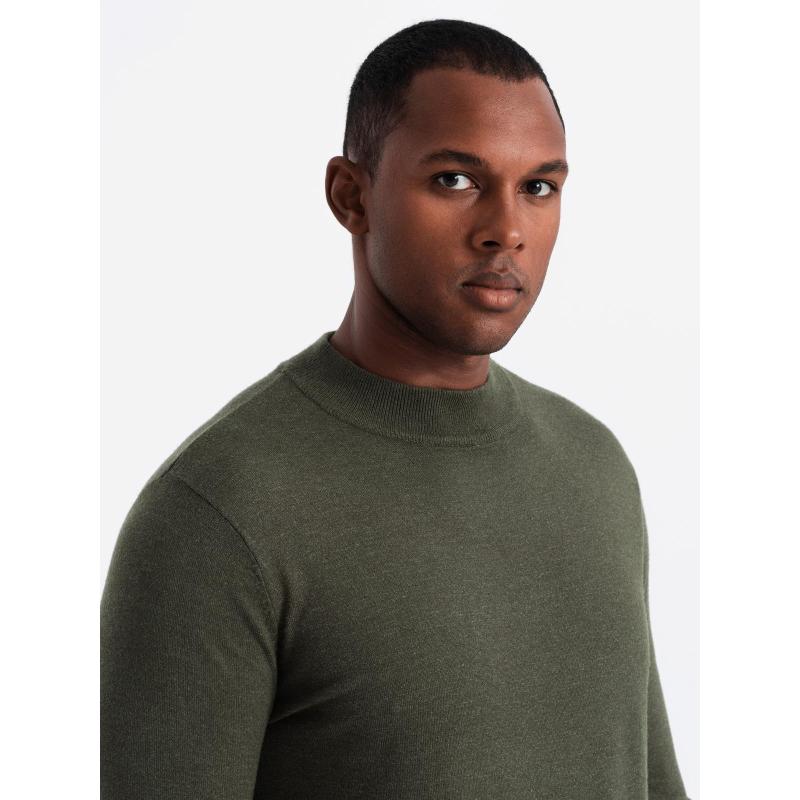 Pletený pánský svetr RELAXED FIT se vzory - tmavě modrý V1