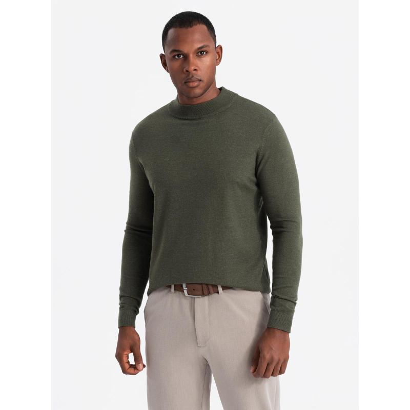 Pletený pánský svetr RELAXED FIT se vzory - tmavě modrý V1