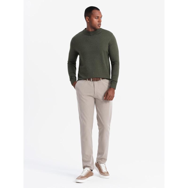 Pletený pánský svetr RELAXED FIT se vzory - tmavě modrý V1