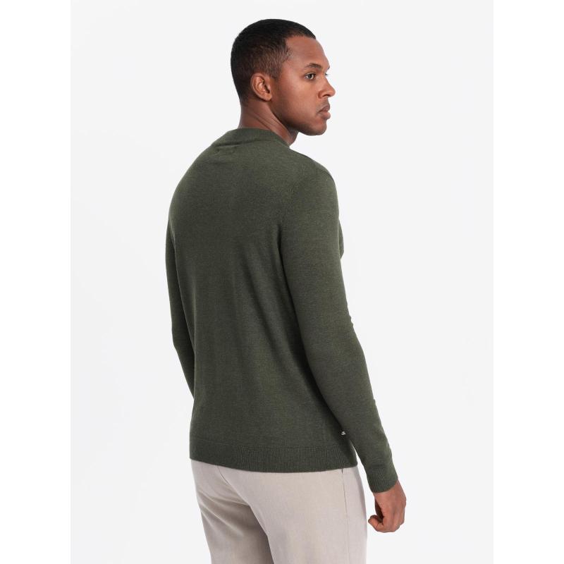 Pletený pánský svetr RELAXED FIT se vzory - tmavě modrý V1