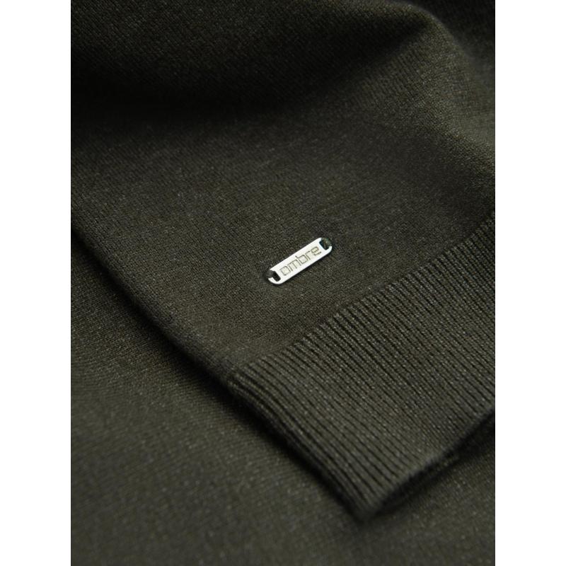 Pletený pánský svetr RELAXED FIT se vzory - tmavě modrý V1