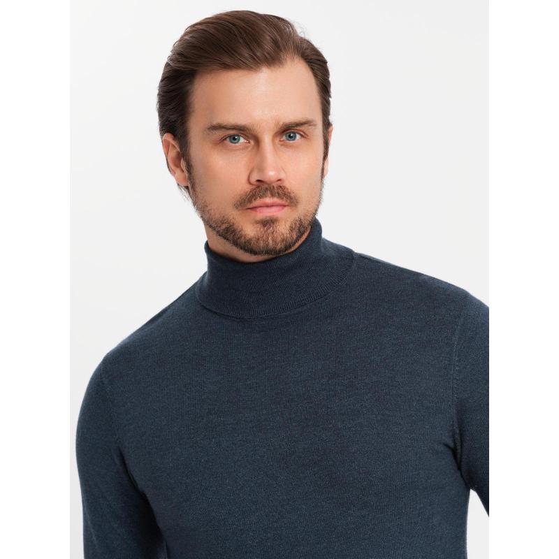 Férfi kötött, mintás RELAXED FIT pulóver - sötétkék V1