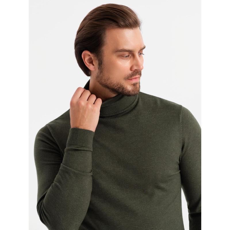 Pletený pánský svetr RELAXED FIT se vzory - tmavě modrý V1