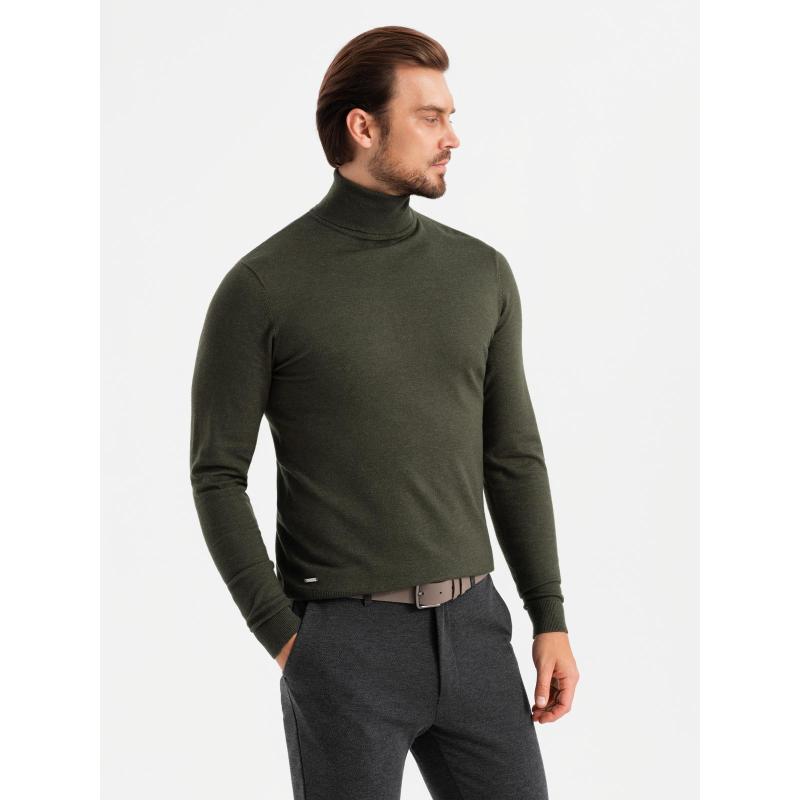 Pletený pánský svetr RELAXED FIT se vzory - tmavě modrý V1