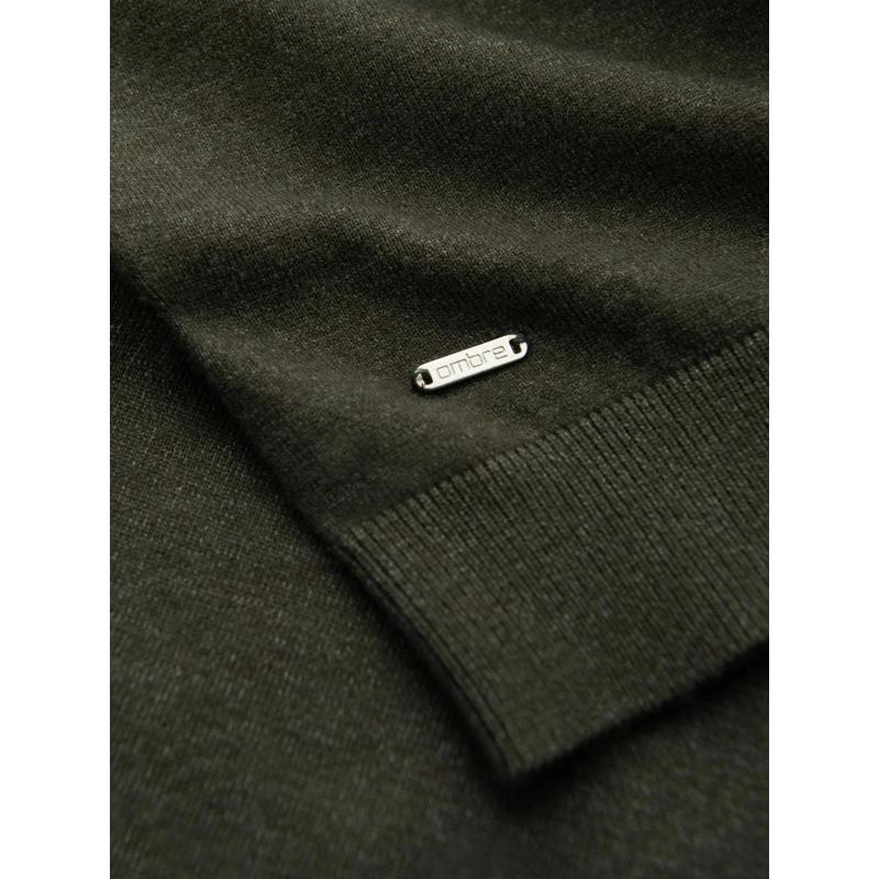 Pletený pánský svetr RELAXED FIT se vzory - tmavě modrý V1