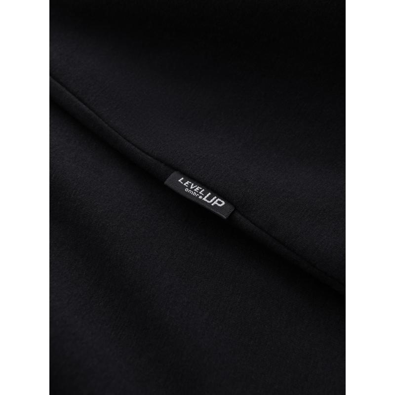 Pánský polo rukáv s dlouhým rukávem a límcem na zip - černý V8