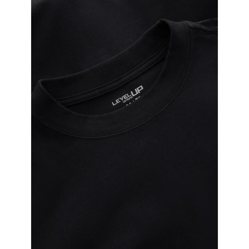 Pánský polo rukáv s dlouhým rukávem a límcem na zip - černý V8