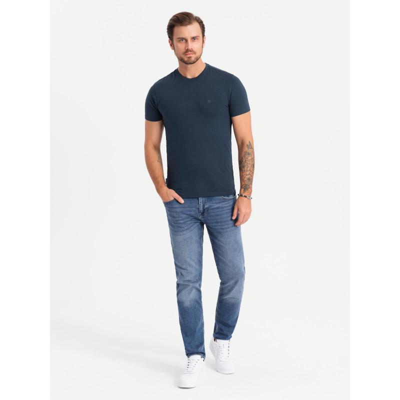 Tříbarevné pánské bavlněné tričko - bílé a tmavě modré V3