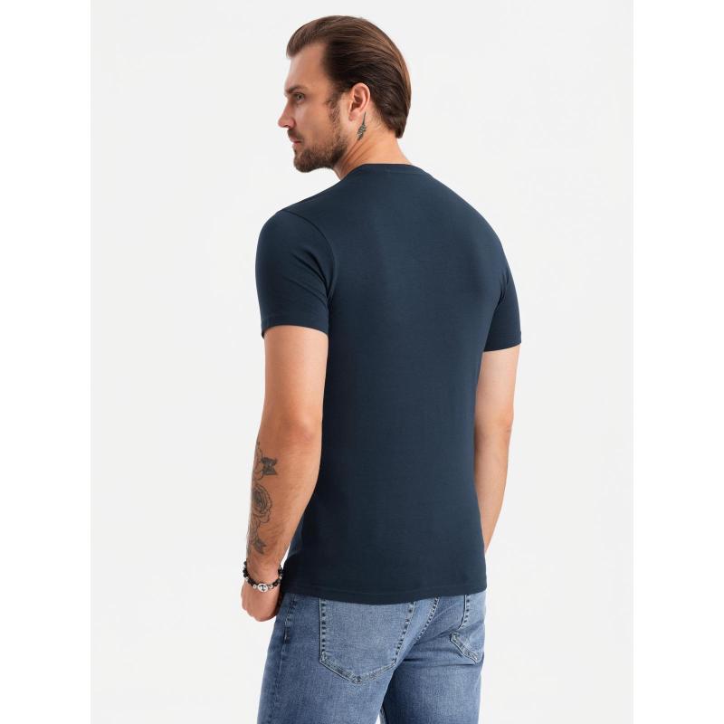 Tříbarevné pánské bavlněné tričko - bílé a tmavě modré V3