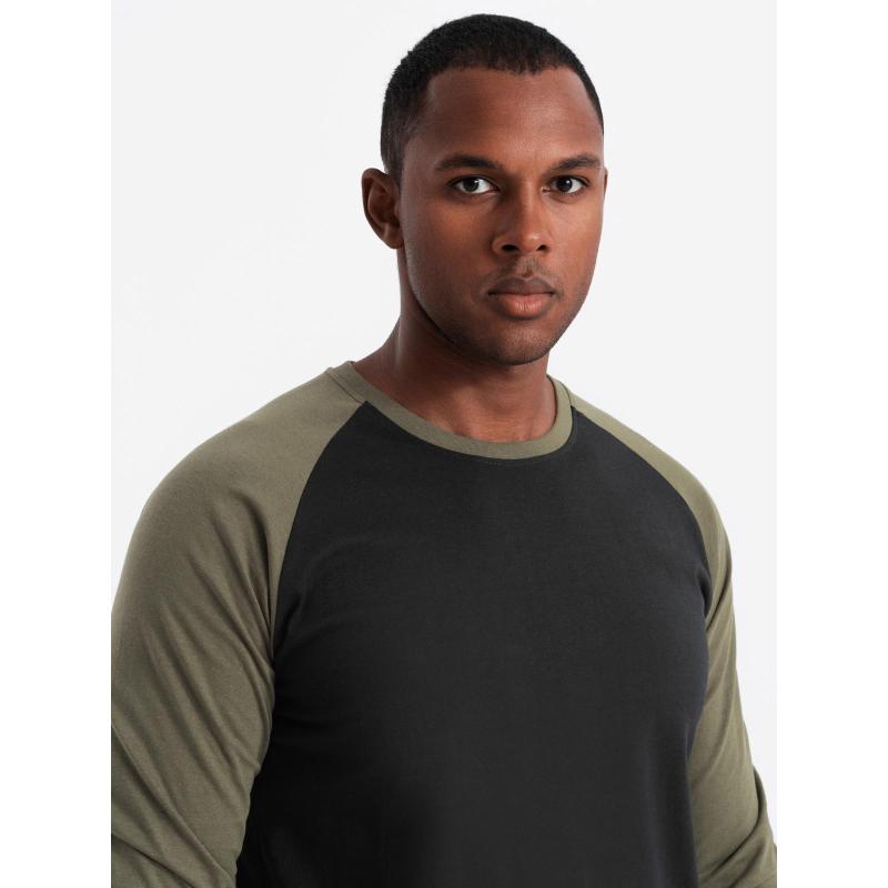 Longsleeve męski z nadrukiem - czarny V1