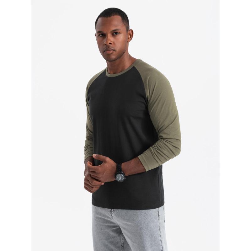 Longsleeve męski z nadrukiem - czarny V1
