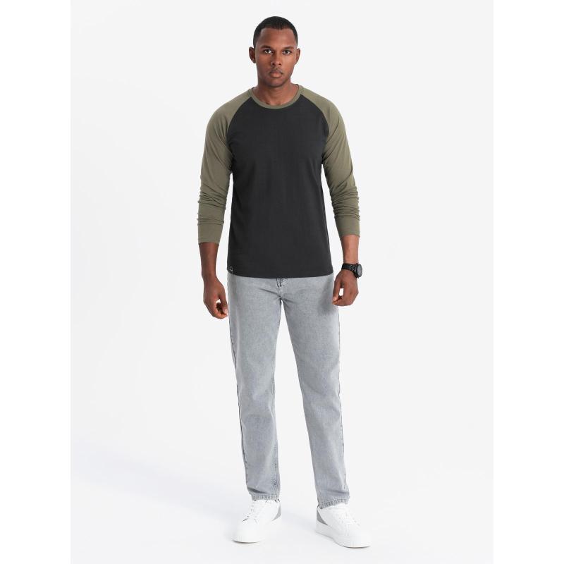 Longsleeve męski z nadrukiem - czarny V1