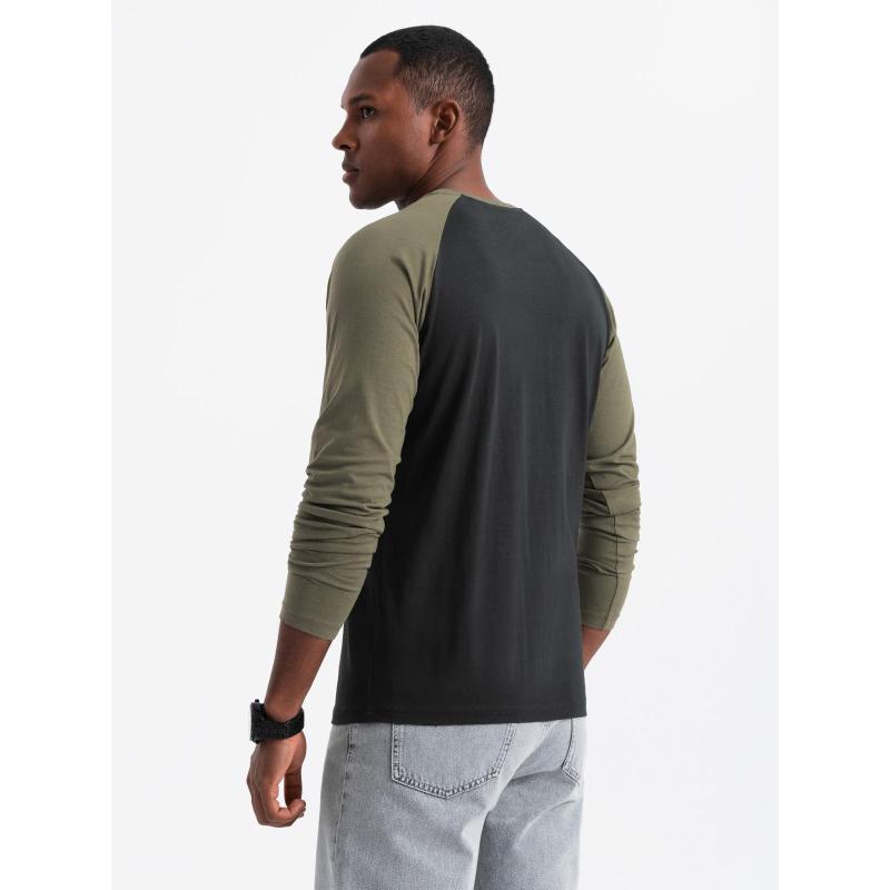 Longsleeve męski z nadrukiem - czarny V1