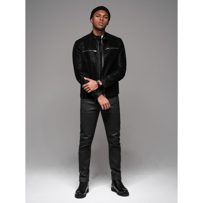 Pánské džínové kalhoty STRAIGHT LEG - černé V1 OM-PADP-0133