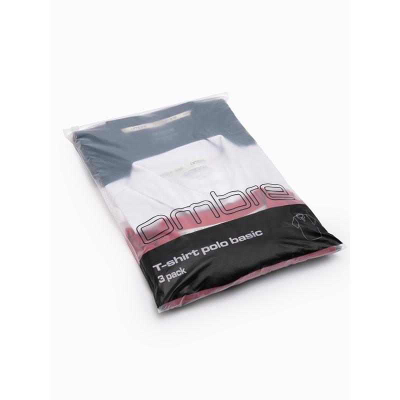 Férfi pique kötött pólóingekből álló készlet 3 darabos csomag - mix V1 Z28