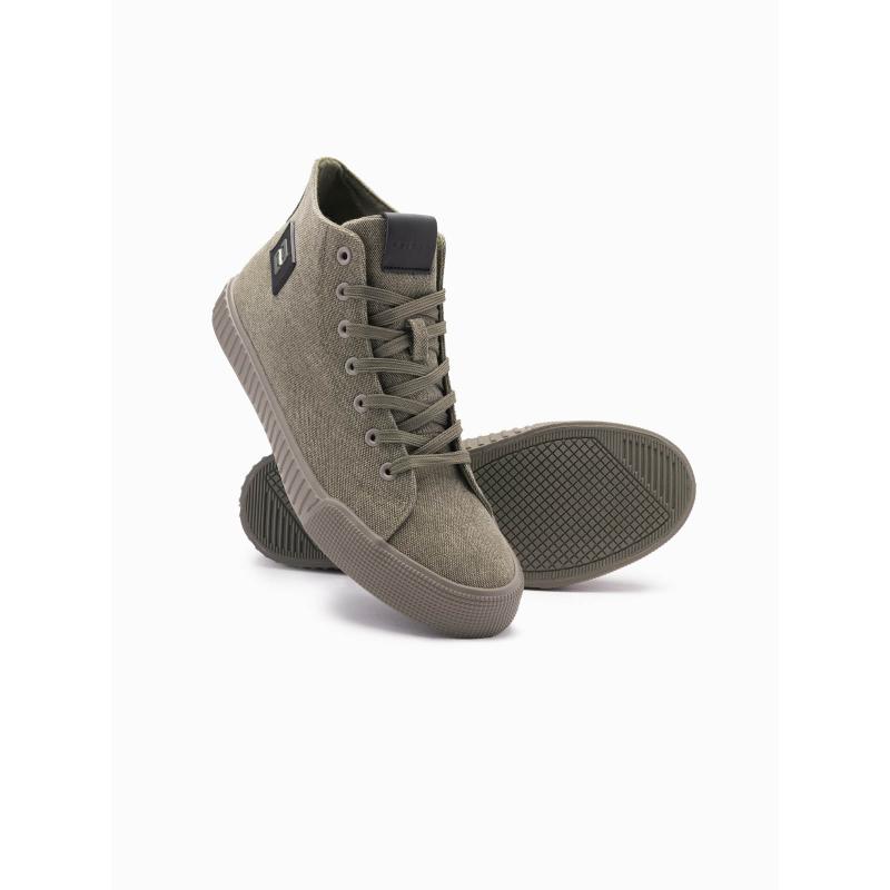 Pánské vysoké plátěné tenisky – olivové V2 OM-FOTH-0186