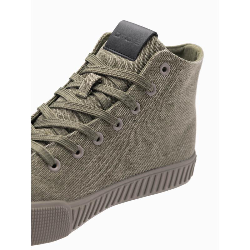 Pánské vysoké plátěné tenisky – olivové V2 OM-FOTH-0186