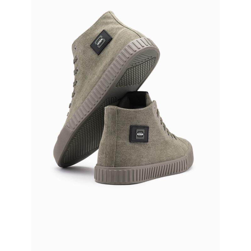 Pánské vysoké plátěné tenisky – olivové V2 OM-FOTH-0186