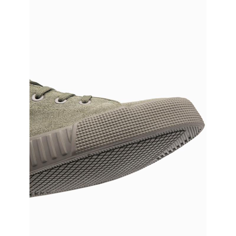 Pánské vysoké plátěné tenisky – olivové V2 OM-FOTH-0186
