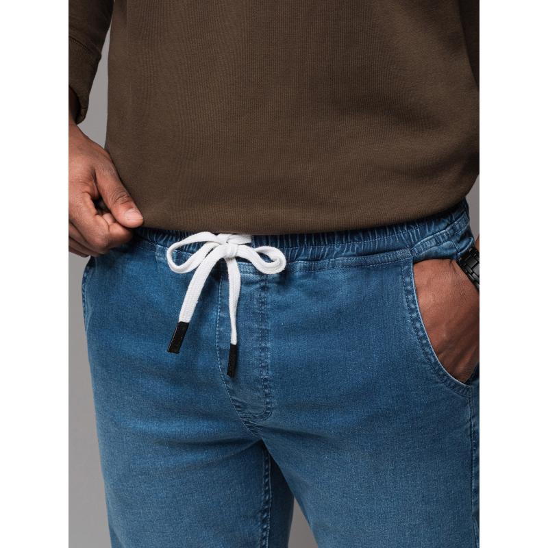 Férfi farmer jogger aszimmetrikus varrással - kék V2 OM-PADJ-0165 OM-PADJ-0165