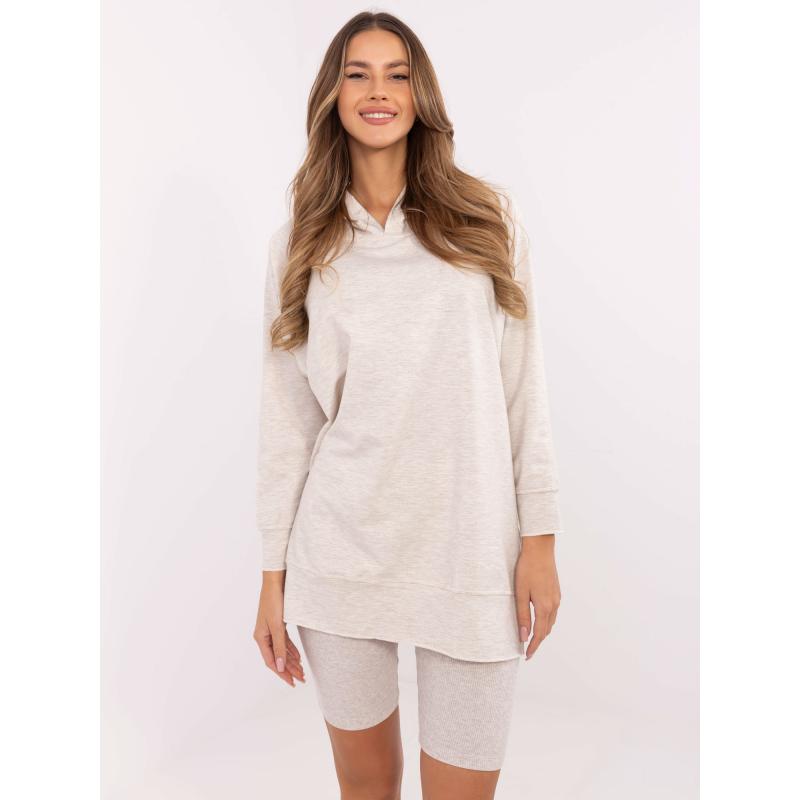 Világosbézs melange szett oversize pulóverrel