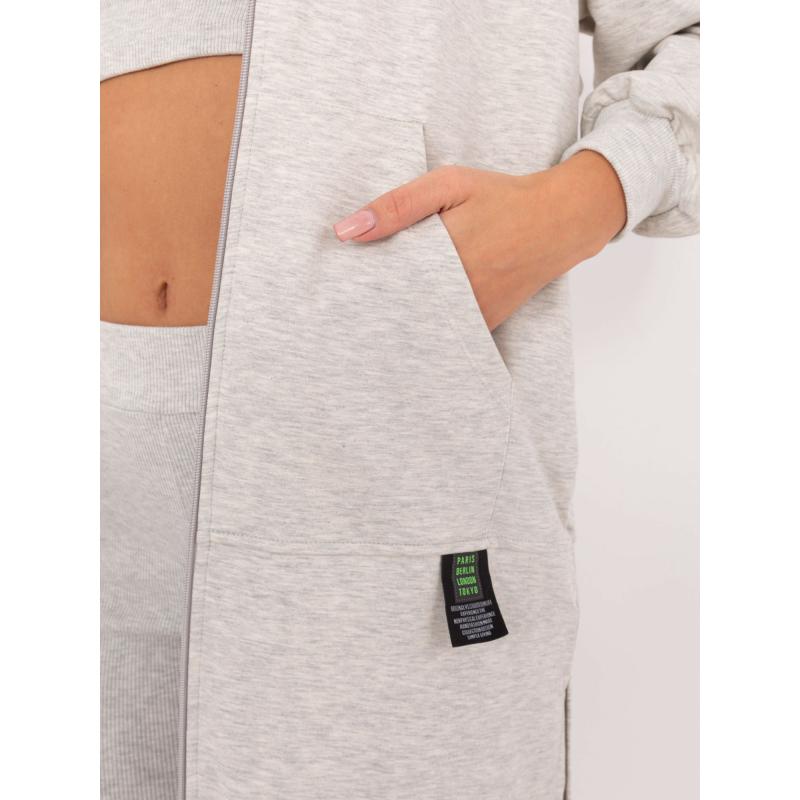 Šedá melanžová souprava s dlouhou mikinou