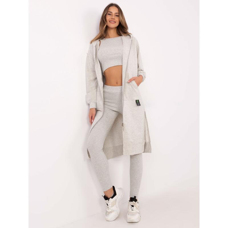 Šedá melanžová souprava s dlouhou mikinou