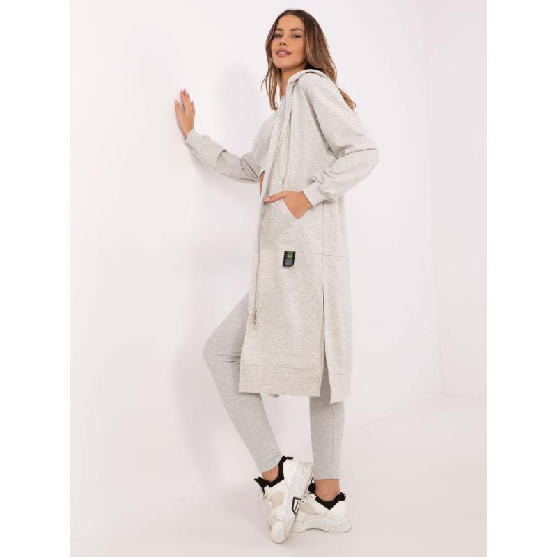 Šedá melanžová souprava s dlouhou mikinou