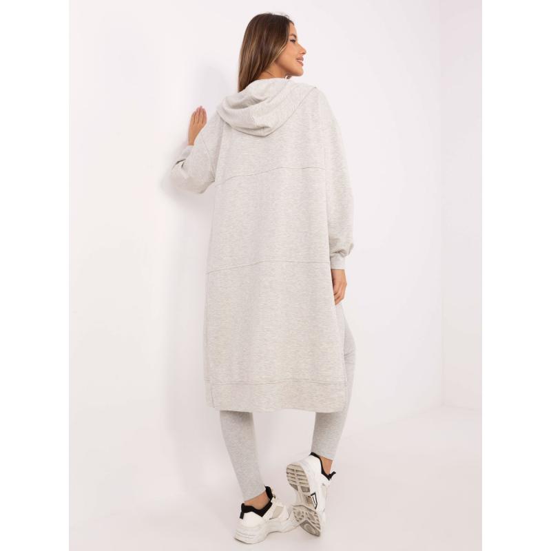 Šedá melanžová souprava s dlouhou mikinou