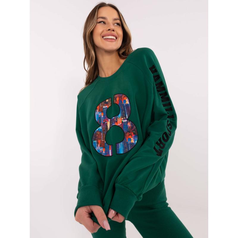 Tmavě zelená tepláková souprava s mikinou oversize
