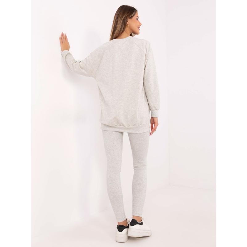Šedá melanžová souprava s pruhovanými legínami