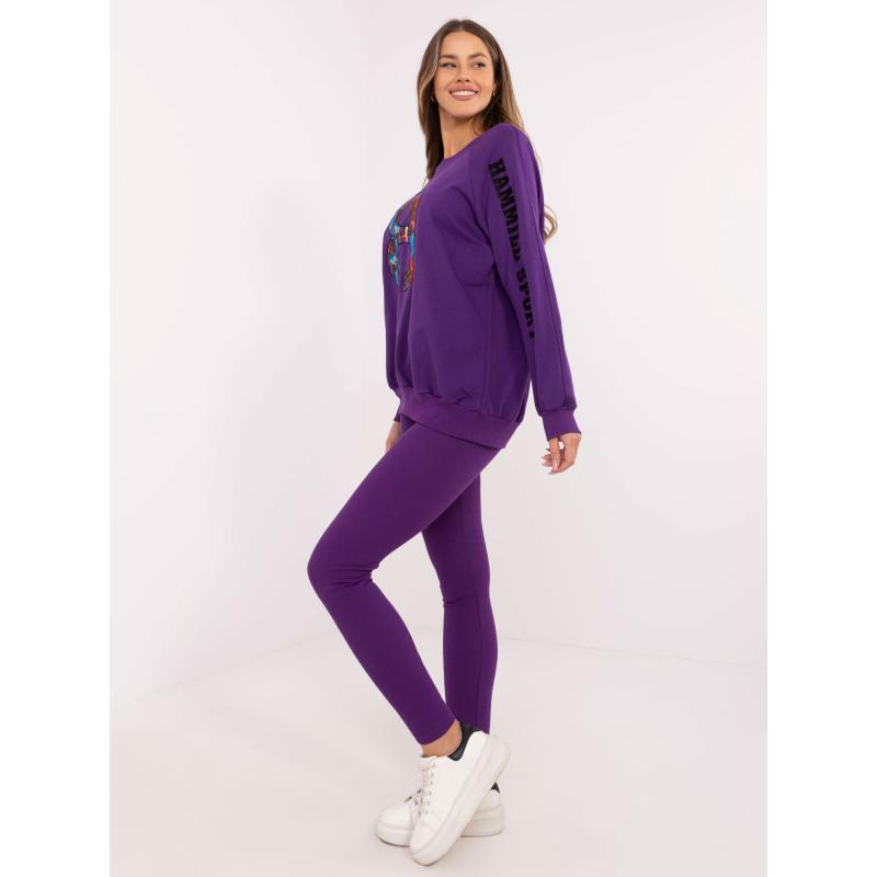 Tmavě fialová souprava pro volný čas s legínami