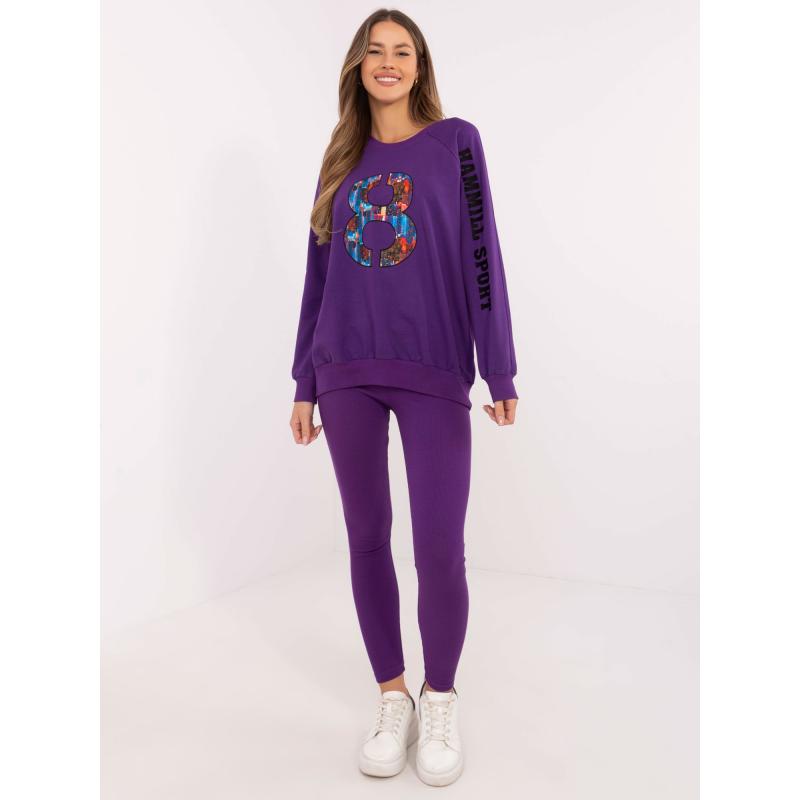Tmavě fialová souprava pro volný čas s legínami