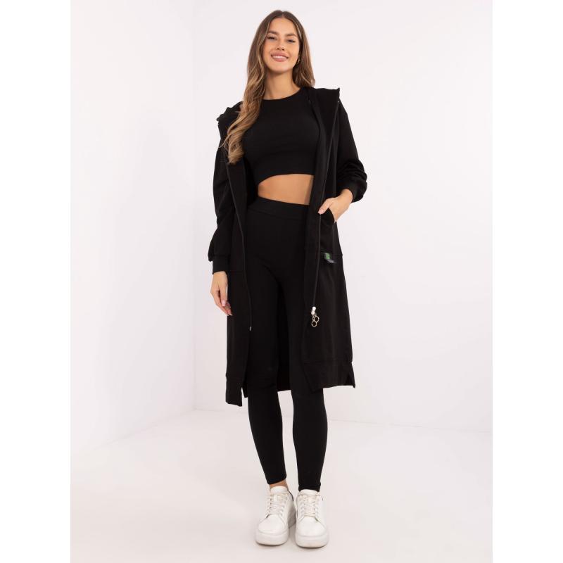 Černá třídílná souprava s mikinou nadměrné velikosti