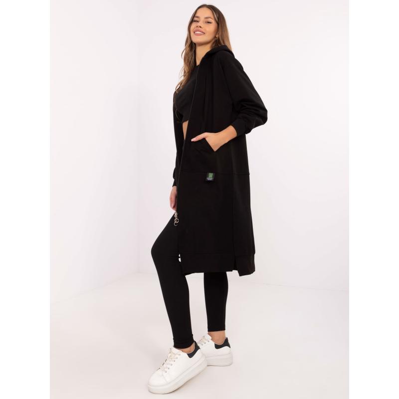 Černá třídílná souprava s mikinou nadměrné velikosti