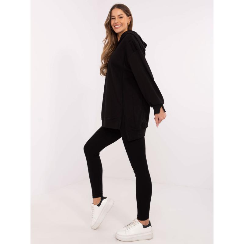 Černá tepláková souprava s asymetrickou mikinou