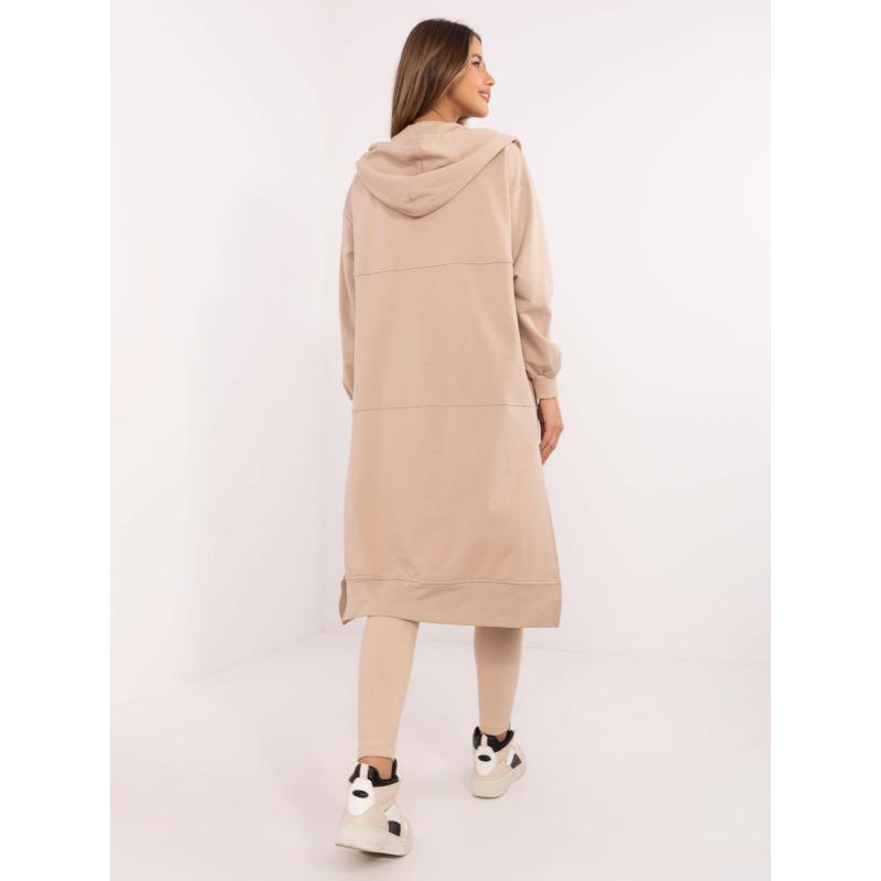 Béžová souprava s legínami a pruhovaným topem