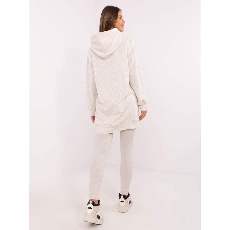Světle béžová melanžová tepláková souprava s rozparky