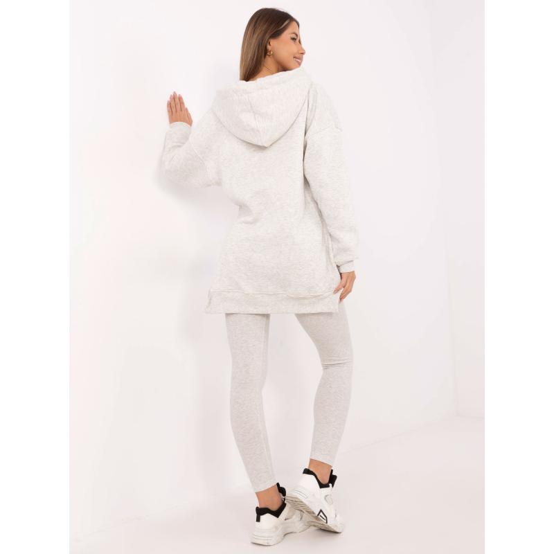 Světle šedá melanžová tepláková souprava s klokaní bundou
