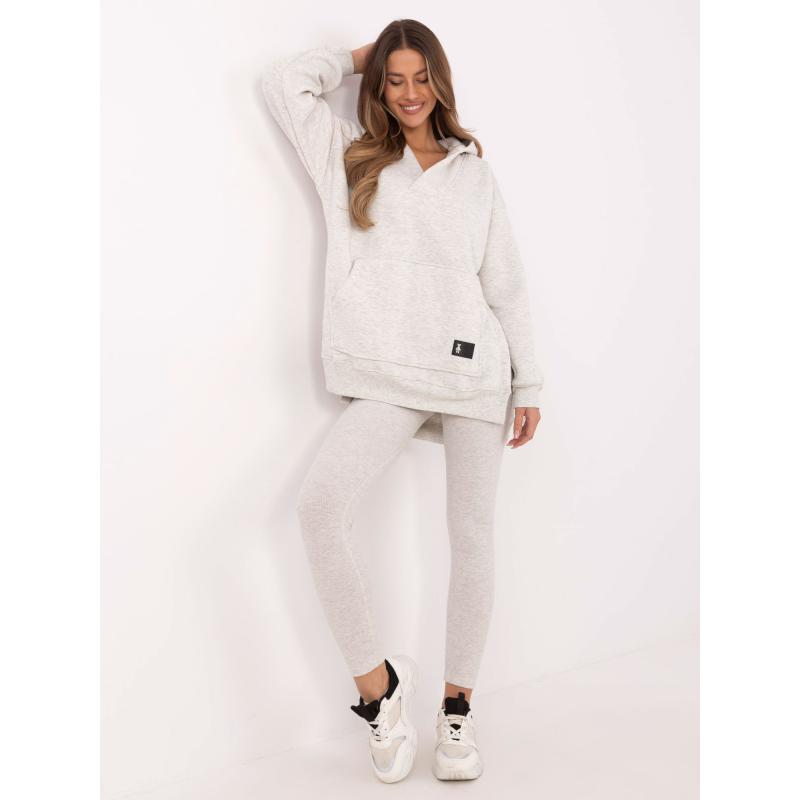 Světle šedá melanžová tepláková souprava s klokaní bundou