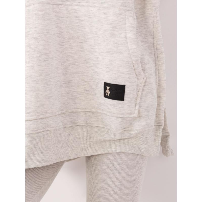 Světle šedá melanžová tepláková souprava s klokaní bundou