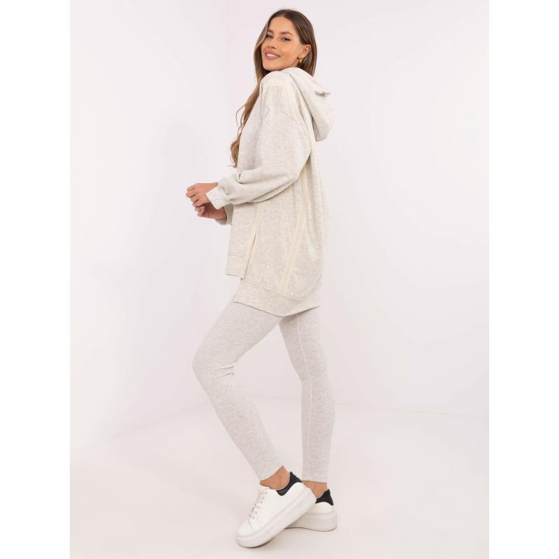 Šedá melanžová souprava s žebrovanými legínami